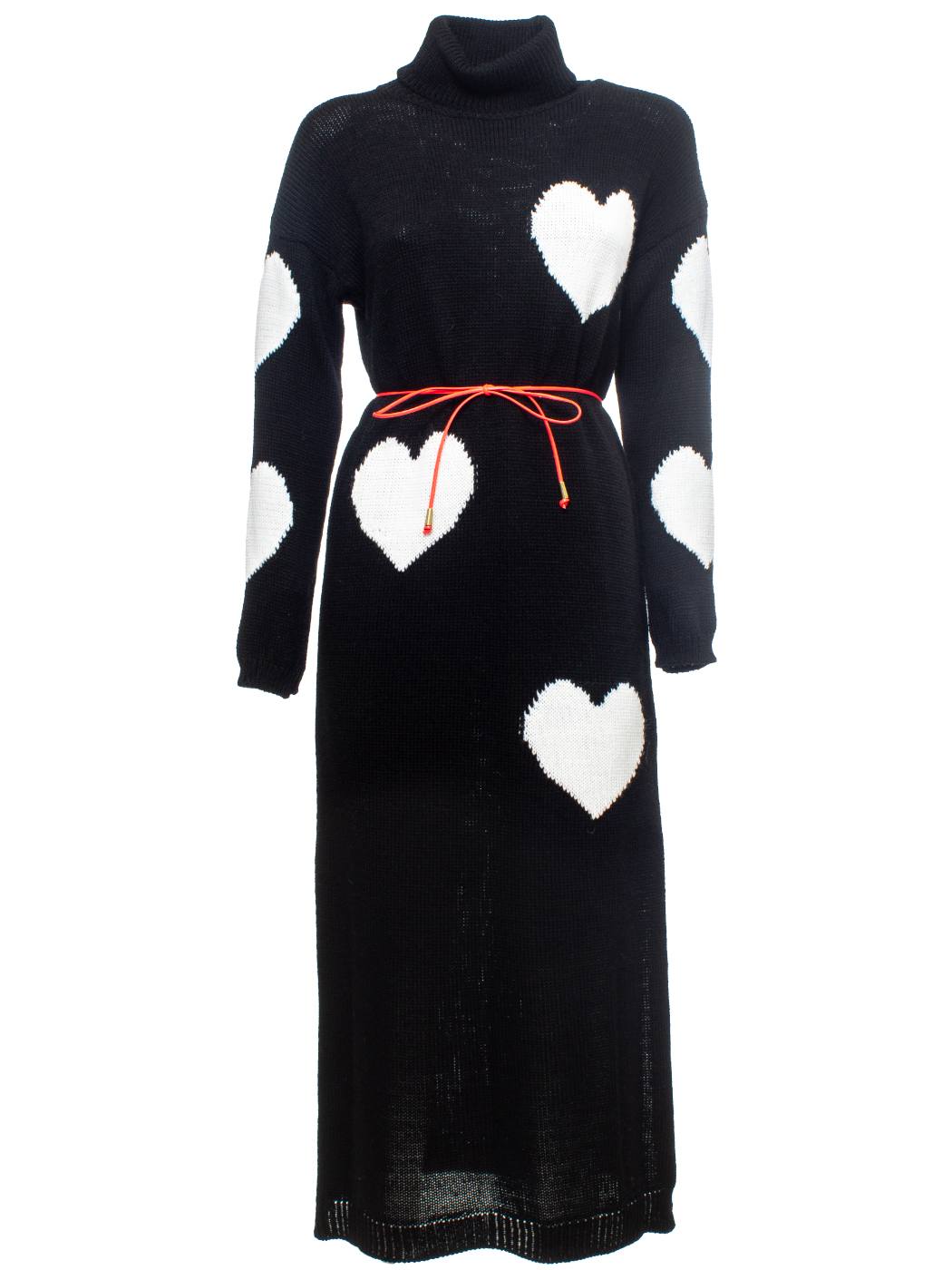 MAGLIA ABITO JACQUARD CUORI, T.U., 60%AC 20%VI 20%WO, MADE IN ITALY